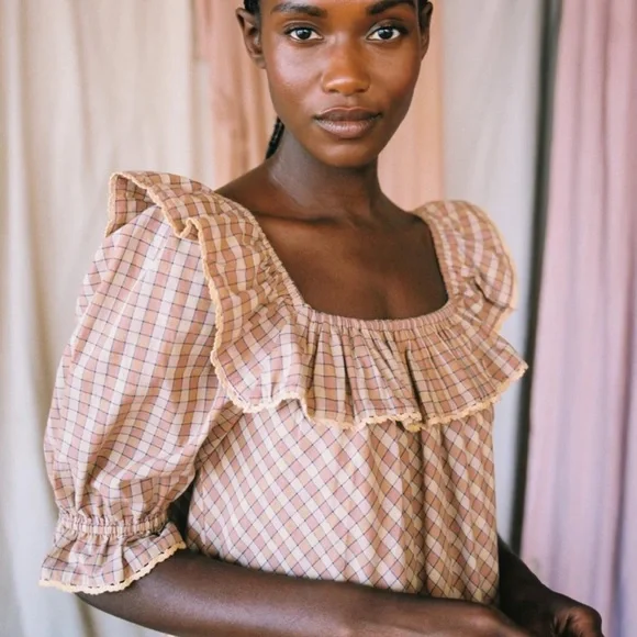 NEW NWT Christy Dawn The Maggie Dress Chestnut Plaid - Picture 4 of 9